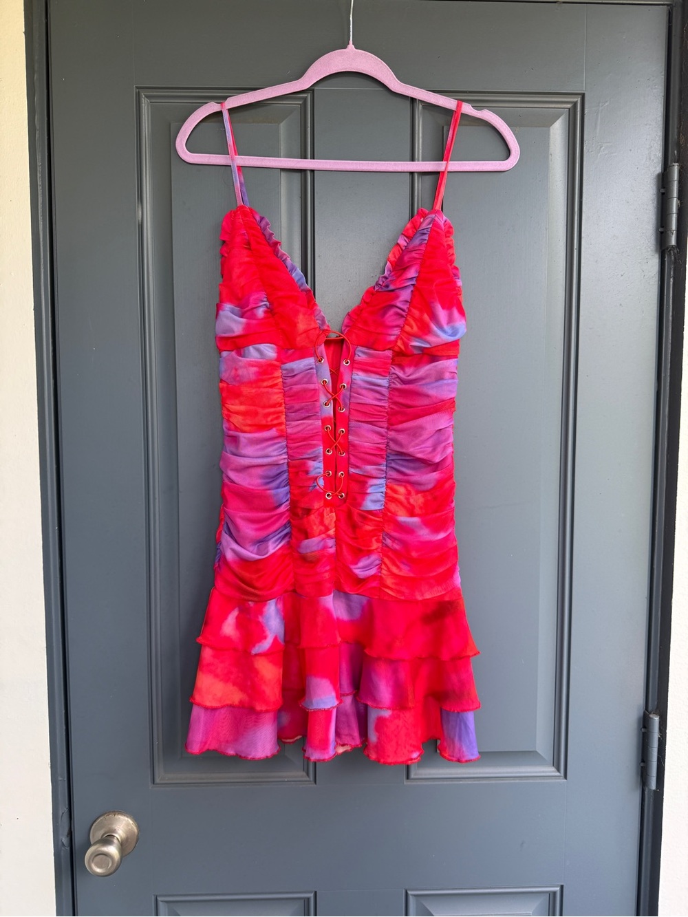Bright Pink & Purple Ruffle One-Piece Dress